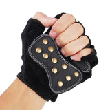 Maxbell 1 Pair Inline Skates Roller Skating Cycling Half Finger Gloves Protective Gear - Black Size M