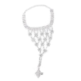 Maxbell 2xCrystal Flower Chain Ring Hand Harness Bracelet Bridal Jewelry Wedding Party