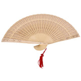 Maxbell 2x Vintage Wood Hollow Out Carved Hand Fan Foldable Fan Folding Pocket Fan