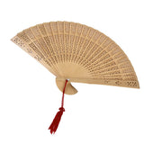 Maxbell 2x Vintage Wood Hollow Out Carved Hand Fan Foldable Fan Folding Pocket Fan