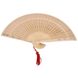 Maxbell 2x Vintage Wood Hollow Out Carved Hand Fan Foldable Fan Folding Pocket Fan