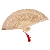 Maxbell 2x Vintage Wood Hollow Out Carved Hand Fan Foldable Fan Folding Pocket Fan