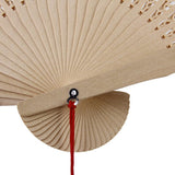Maxbell 2x Vintage Wood Hollow Out Carved Hand Fan Foldable Fan Folding Pocket Fan