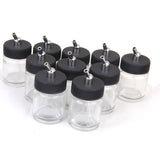 Maxbell 20pcs Mixed 22cc Glass Airbrush Bottle Pigment Jars Siphon Suction Feed Lid