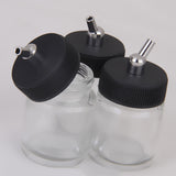 Maxbell 20pcs Mixed 22cc Glass Airbrush Bottle Pigment Jars Siphon Suction Feed Lid