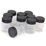 Maxbell 20pcs Mixed 22cc Glass Airbrush Bottle Pigment Jars Siphon Suction Feed Lid
