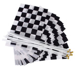 Maxbell Black & White Chequered Car Racing Banner Hand Waving Flag 12Pcs