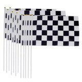 Maxbell Black & White Chequered Car Racing Banner Hand Waving Flag 12Pcs