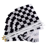 Maxbell Black & White Chequered Car Racing Banner Hand Waving Flag 12Pcs