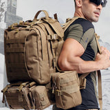 Maxbell Military Tactical Rucksack Molle Assault Backpack Bag for Hiking 65L Tan