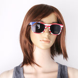 Maxbell MagiDeal USA US American Flag Sunglasses White Frame Grey Lens Glasses