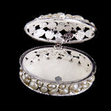 Maxbell Phenovo Oval White Pearl Rhinestone Ring Necklace Jewelry Box Case Holder