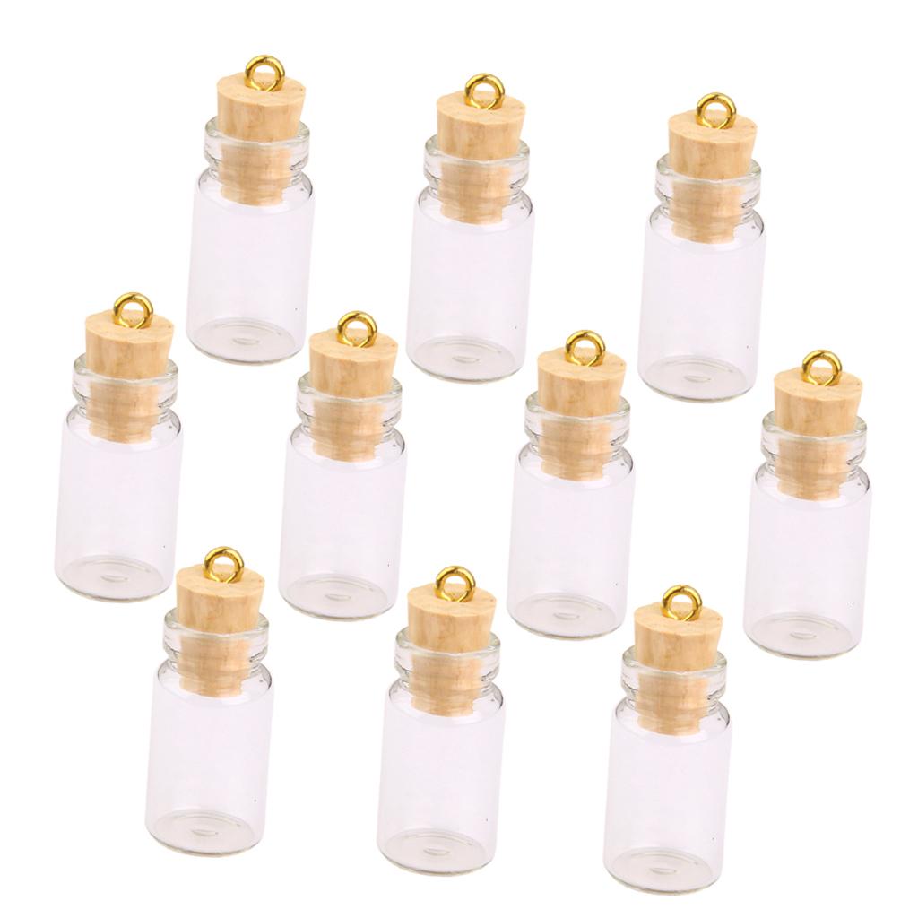 Maxbell Maxbell 10Pcs Mini Empty Glass Cork Bottles Pendant Charms Vials Wish Bottles Clear