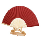 Maxbell Chinese Folding Bamboo Fan Retro Hand Fan Wedding Favors - Wine Red - Aladdin Shoppers