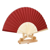 Maxbell Chinese Folding Bamboo Fan Retro Hand Fan Wedding Favors - Wine Red - Aladdin Shoppers