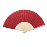 Maxbell Chinese Folding Bamboo Fan Retro Hand Fan Wedding Favors - Wine Red - Aladdin Shoppers