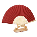 Maxbell Chinese Folding Bamboo Fan Retro Hand Fan Wedding Favors - Wine Red - Aladdin Shoppers