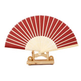 Maxbell Chinese Folding Bamboo Fan Retro Hand Fan Wedding Favors - Wine Red - Aladdin Shoppers