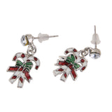 Maxbell Maxbell Christmas Cane Style Earrings Ear Stud Crystal Decor Xmas Party Gift Jewelry