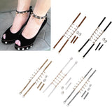 Maxbell 2xDetachable Shoe Strap Crystal Chain for Holding Loose Shoe High Heels Silver