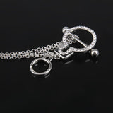 Maxbell 14G Stainless Steel Crystal Rhinestone Nipple Ring Chain Body Piercing
