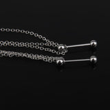 Maxbell 10x14G Stainless Steel Silver 3-layer Tassel Chain Nipple Ring Body Piercing