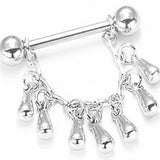 Maxbell 1 Pair 14G Stainless Steel Water Drop Tassel Nipple Ring Body Piercing