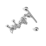 Maxbell 1 Pair 14G Stainless Steel Water Drop Tassel Nipple Ring Body Piercing