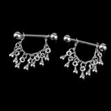 Maxbell 1 Pair 14G Stainless Steel Water Drop Tassel Nipple Ring Body Piercing