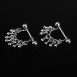 Maxbell 1 Pair 14G Stainless Steel Water Drop Tassel Nipple Ring Body Piercing