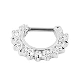 Maxbell 14G Silver Crystal Rhinestone Septum Nose Ring Piercing Jewelry