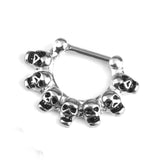 Maxbell 1pc Silver Stainless Steel 16g 1.2mm Skull Septum Clicker Nose Ring Piercing