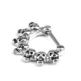 Maxbell 1pc Silver Stainless Steel 16g 1.2mm Skull Septum Clicker Nose Ring Piercing