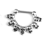 Maxbell 1pc Silver Stainless Steel 16g 1.2mm Skull Septum Clicker Nose Ring Piercing