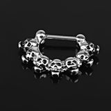 Maxbell 1pc Silver Stainless Steel 16g 1.2mm Skull Septum Clicker Nose Ring Piercing