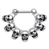 Maxbell 1pc Silver Stainless Steel 16g 1.2mm Skull Septum Clicker Nose Ring Piercing