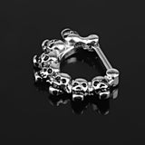 Maxbell 1pc Silver Stainless Steel 16g 1.2mm Skull Septum Clicker Nose Ring Piercing