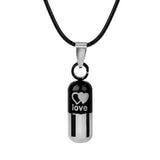 Maxbell 2xStainless Love Pill Keeper Capsule Tablet Pendant Necklace Chain Unisex