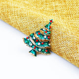 Maxbell Enamel Crystal Christmas Tree Brooch Pin Cloth Decor Xmas Jewelry Gift