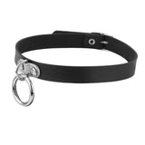 Maxbell Womens Fashion Cool Black Patent Leather Choker 1" O Ring Collar Necklace