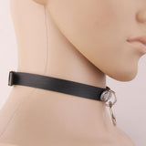 Maxbell Womens Fashion Cool Black Patent Leather Choker 1" O Ring Collar Necklace