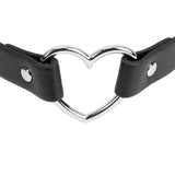 Maxbell 3xGirls Love Heart Choker Leather Collar Punk Heart Goth Fans Chain Necklace