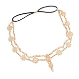 Maxbell Womens Elegant Gold Crystal Faux Pearl Beaded Headband Hair Accessory