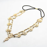 Maxbell Womens Elegant Gold Crystal Faux Pearl Beaded Headband Hair Accessory