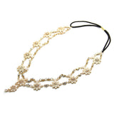 Maxbell Womens Elegant Gold Crystal Faux Pearl Beaded Headband Hair Accessory