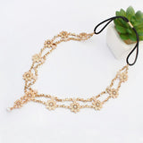 Maxbell Womens Elegant Gold Crystal Faux Pearl Beaded Headband Hair Accessory