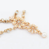 Maxbell Womens Elegant Gold Crystal Faux Pearl Beaded Headband Hair Accessory