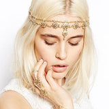 Maxbell Womens Elegant Gold Crystal Faux Pearl Beaded Headband Hair Accessory