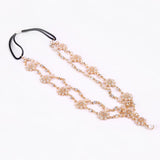 Maxbell Womens Elegant Gold Crystal Faux Pearl Beaded Headband Hair Accessory
