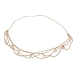 Maxbell 15xGold Layered Faux Pearl Hairband Head Chain Hair Accessories Jewelry